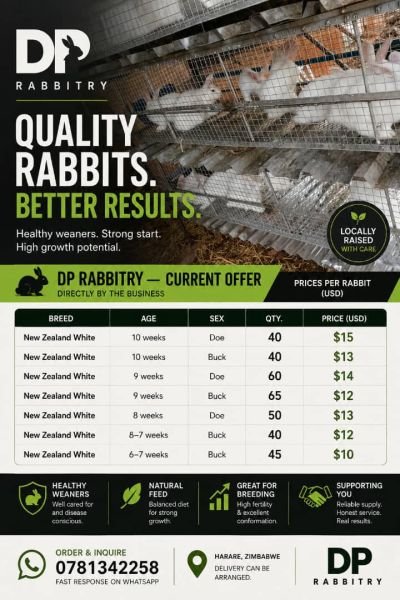 Rabbits for breeding and meat